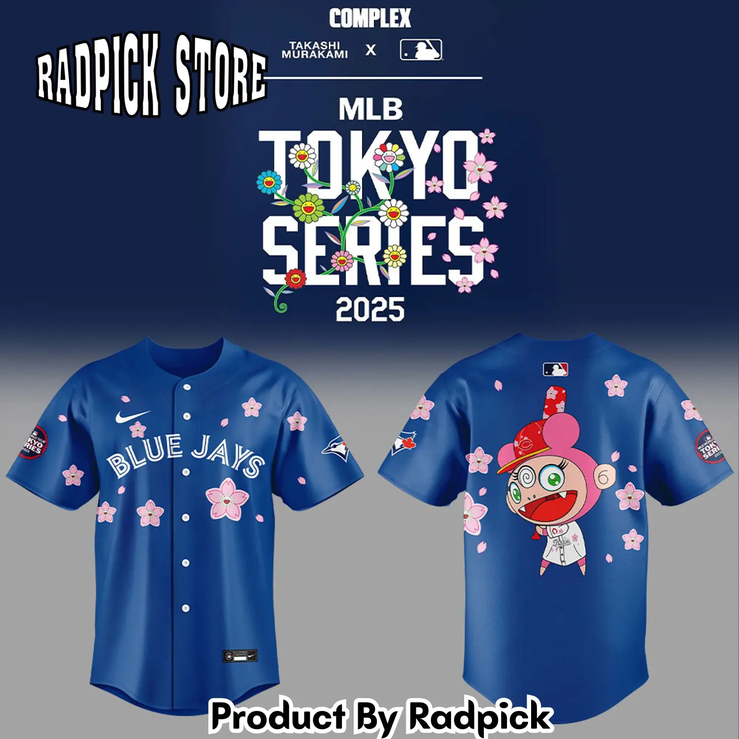 Radpick toronto blue jays takashi murakami x mlb world tour tokyo series v2 baseball jersey rp12715